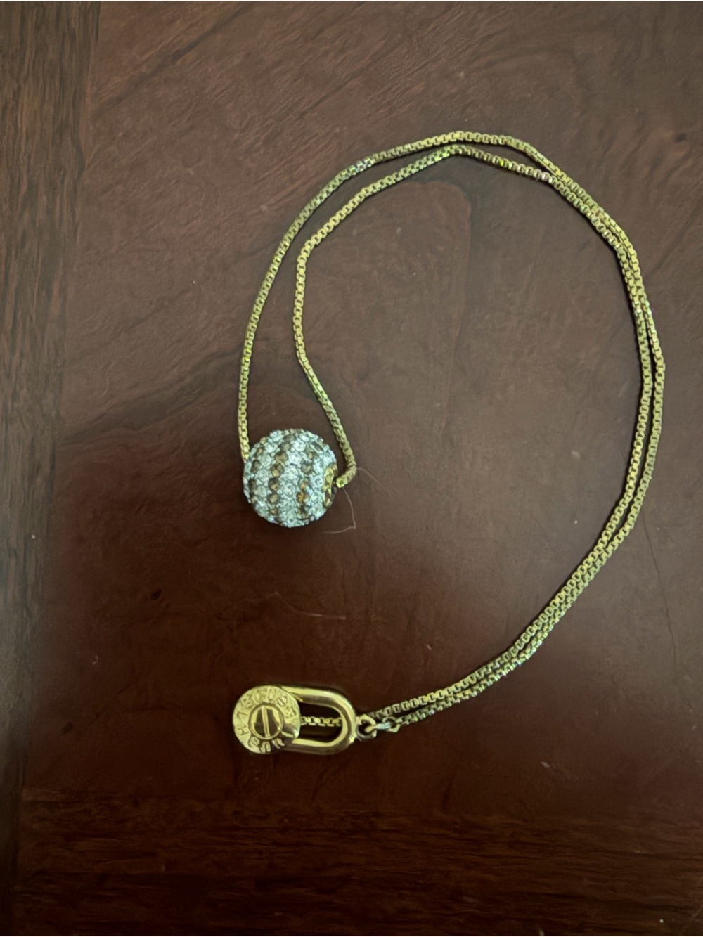 Vintage Henri Bendel Pave Crystal Ball Centennial Stripe Pendant Necklace